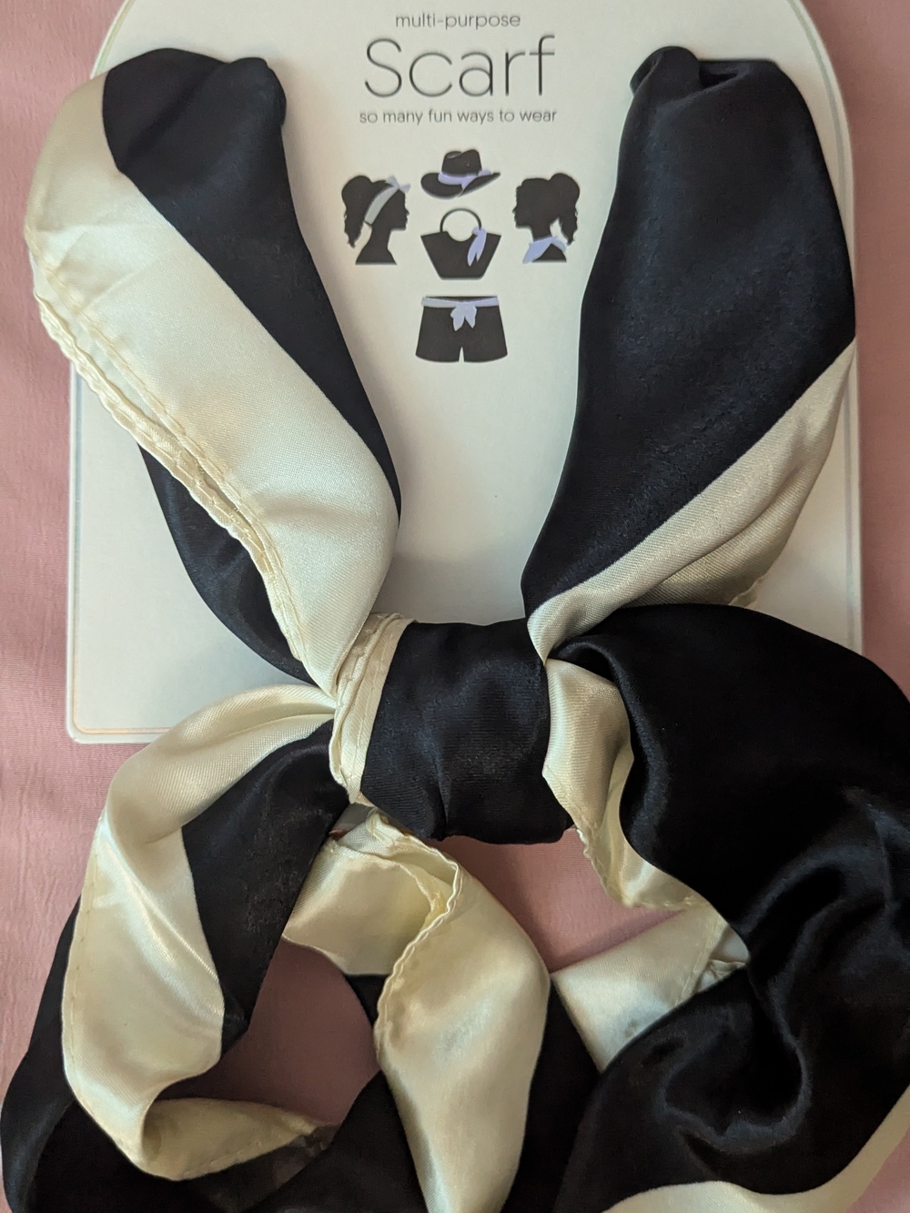 Multi-Purpose Black and Cream Scarf - Versatile Women’s Accessory